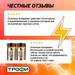 Батарейки Трофи LR20-2BL ENERGY POWER Alkaline