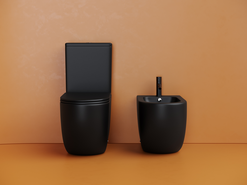 Напольный пристенный унитаз Metropol смыв Торнадо черный матовый CN4001TMB