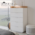 Парящий комод для одежды Меламин 5 ящиков со столиком, 70х42х120 см, белый/артизан