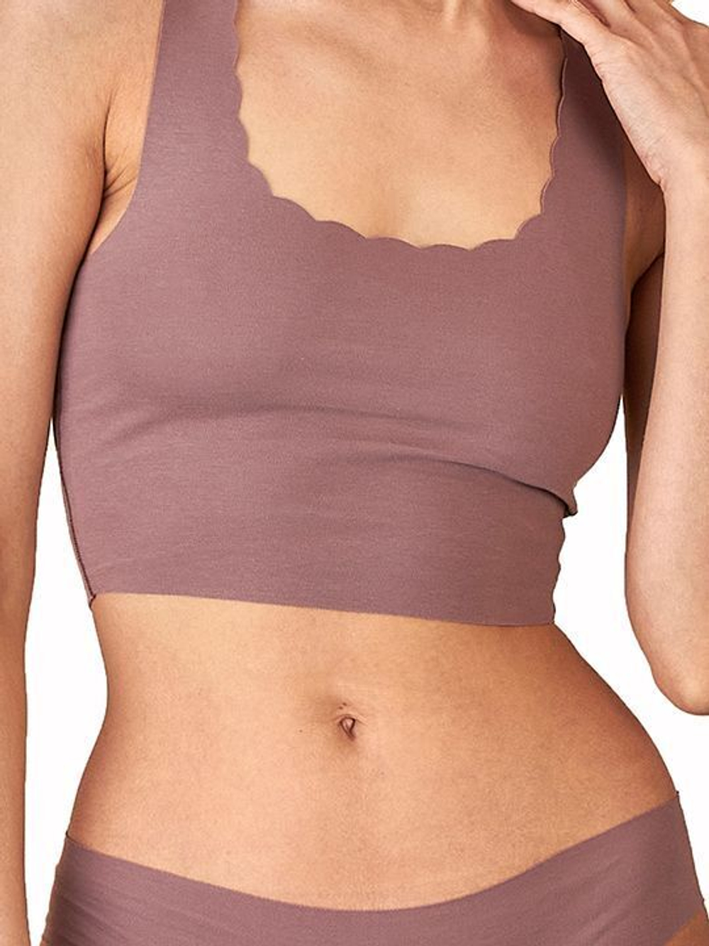 Укороченный топ с фигурным вырезом горловины (Размер: XL) (Цвет: кофейный)