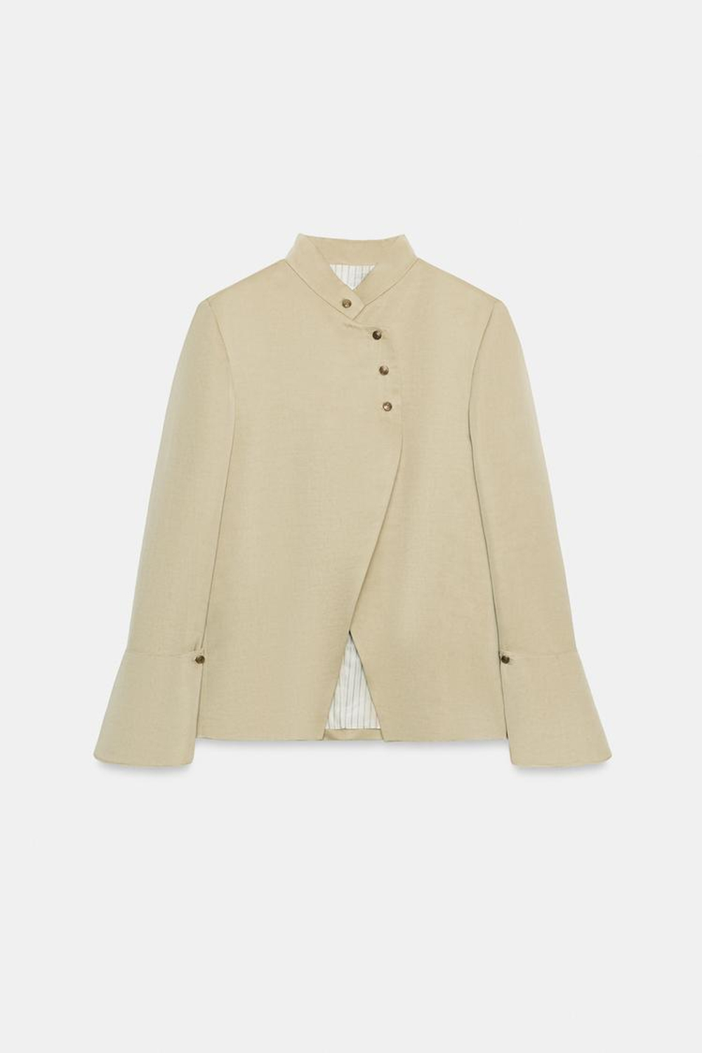 ZARA БЛЕЙЗЕР С ВОЛАНОМ — LIMITED EDITION, ZW COLLECTION, БЕЖЕВЫЙ