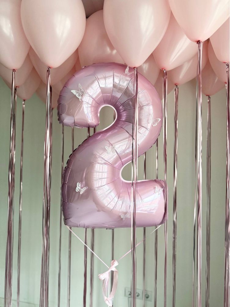 Воздушные гелиевые шарики с доставкой по Хабаровску дождик/бабочки №5087