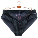 Бархатистые трусики-слипы Herrera с вышивкой (Размер: XL) (Цвет: черный)