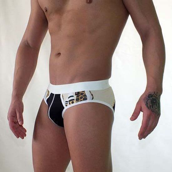 Мужские трусы брифы черные с бежевыми вставками Van Baam