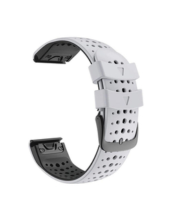 Ремешок дышащий Athlet 22 мм. для Garmin Fenix 7/6/5, EPIX 2, MARQ, Forerunner 935 / 945 / 955 / 965, instinct, instinct 2 двухцветный силиконовый быстросъемный (Белый/Черный)