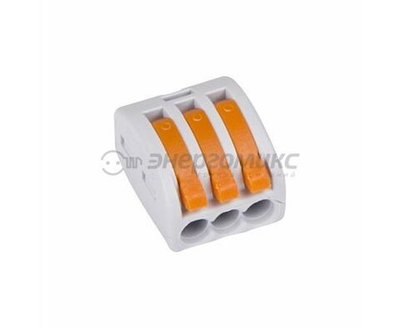 Клемма для проводов REXANT / Рексант СМК 222-413 трехпроводная с рычагом, полиамид 66, прозрачный, 0.08-2.5/4мм2, 1шт. / зажим