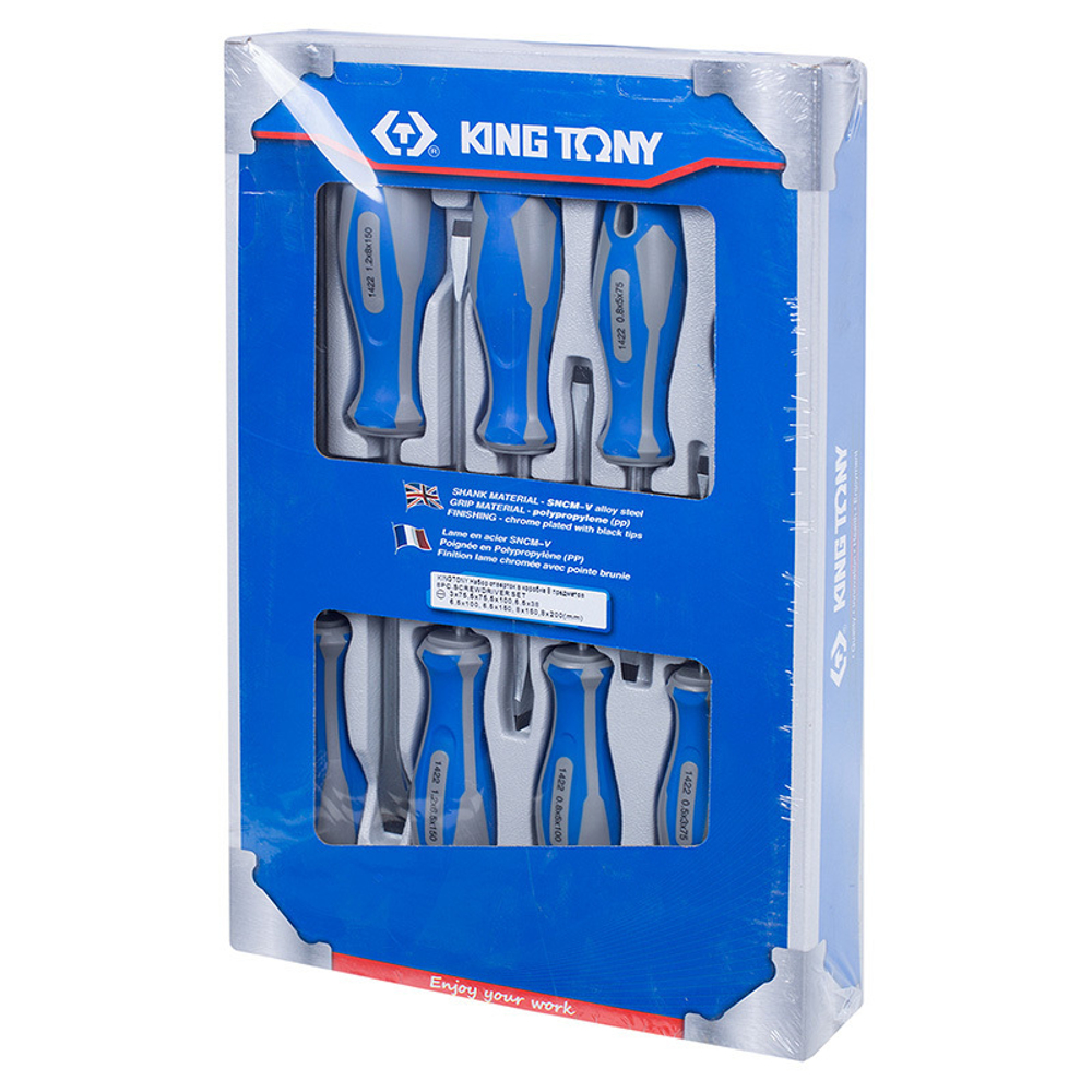KING TONY (30118MR) Набор шлицевых отверток (SL) 8 предметов