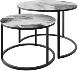 Комплект столов DIWO Краснодар белый мрамор, черный