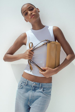 ZARA СУМКА С ДВУМЯ РУЧКАМИ, РЫЖЕВАТО-КОРИЧНЕВЫЙ