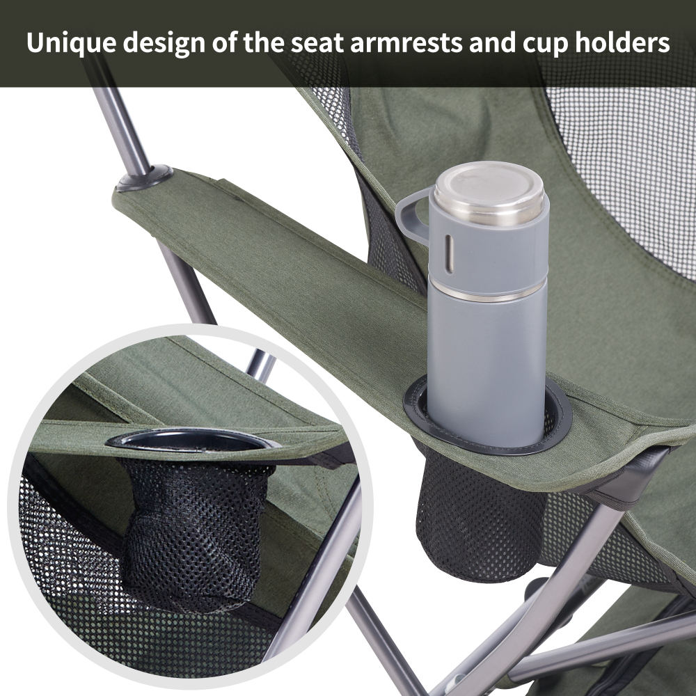 Кресло туристическое Naturehike YL06 складное, 47х36,5х98,5 см, высокая спинка, до 150 кг, зеленое