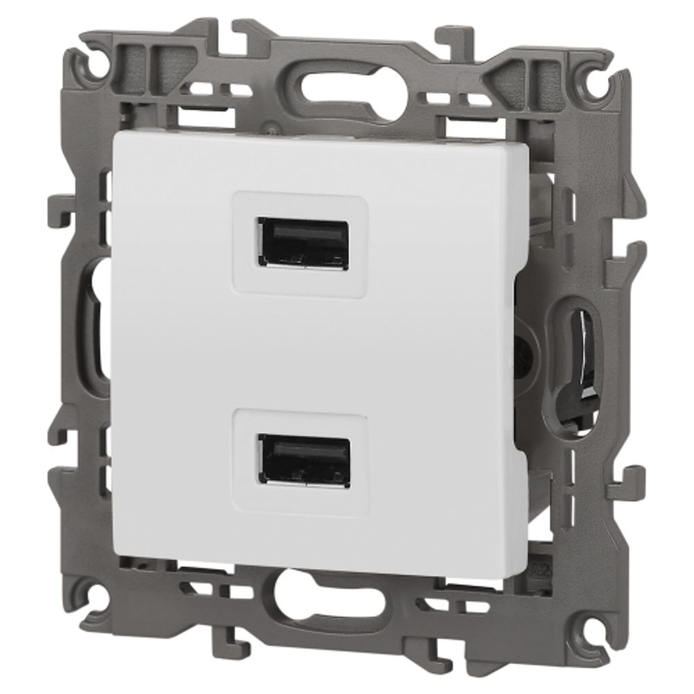 14-4110-01 ЭРА Устройство зарядное USB, 230В/5В-2100мА, IP20, Эра Elegance, белый