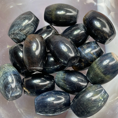 55547  Соколиный глаз Бусина бочонок 10*14мм