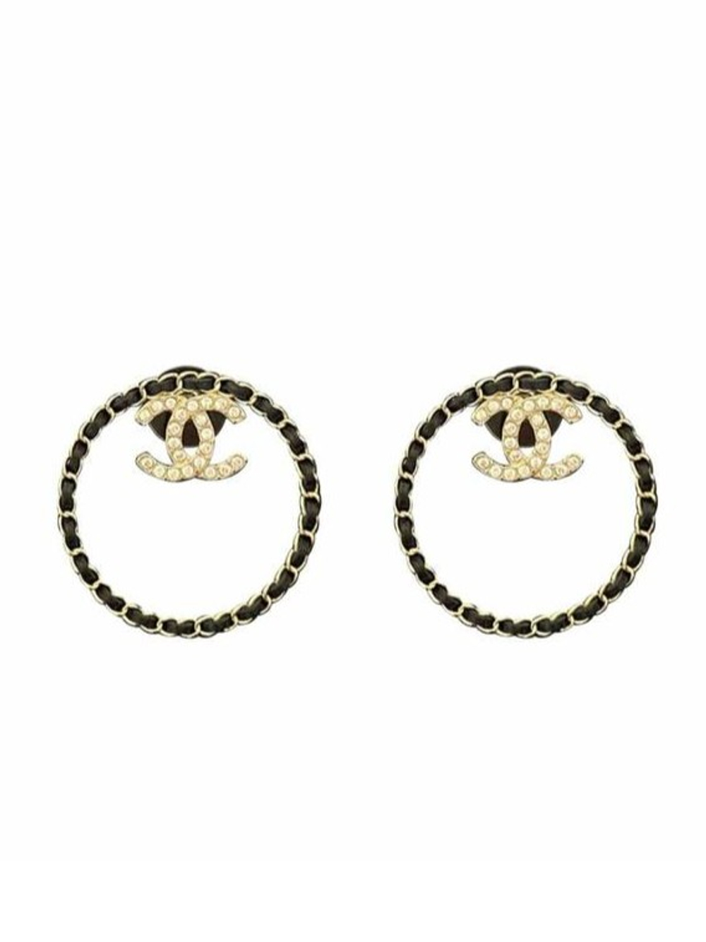 Серьги Chanel Crystal Lambskin CC Chain Hoop Earrings