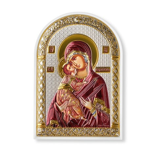 Владимирская БМ, икона арочная, пластик белый, эмаль 80х115