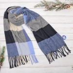 Палантин - шарф «ZIMA», принт в клетку, цвет синий/серый, 180*70см (230гр)