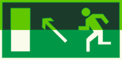 Е 06 "Направление к эвакуационному выходу налево вверх"