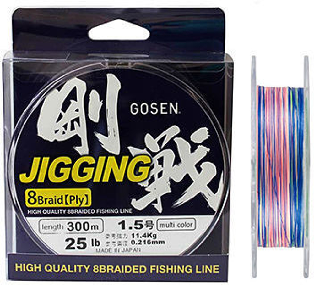 Плетеный шнур Gosen Jigging 5,0 29,0кг 65Lb 0,382мм 300м multicolor