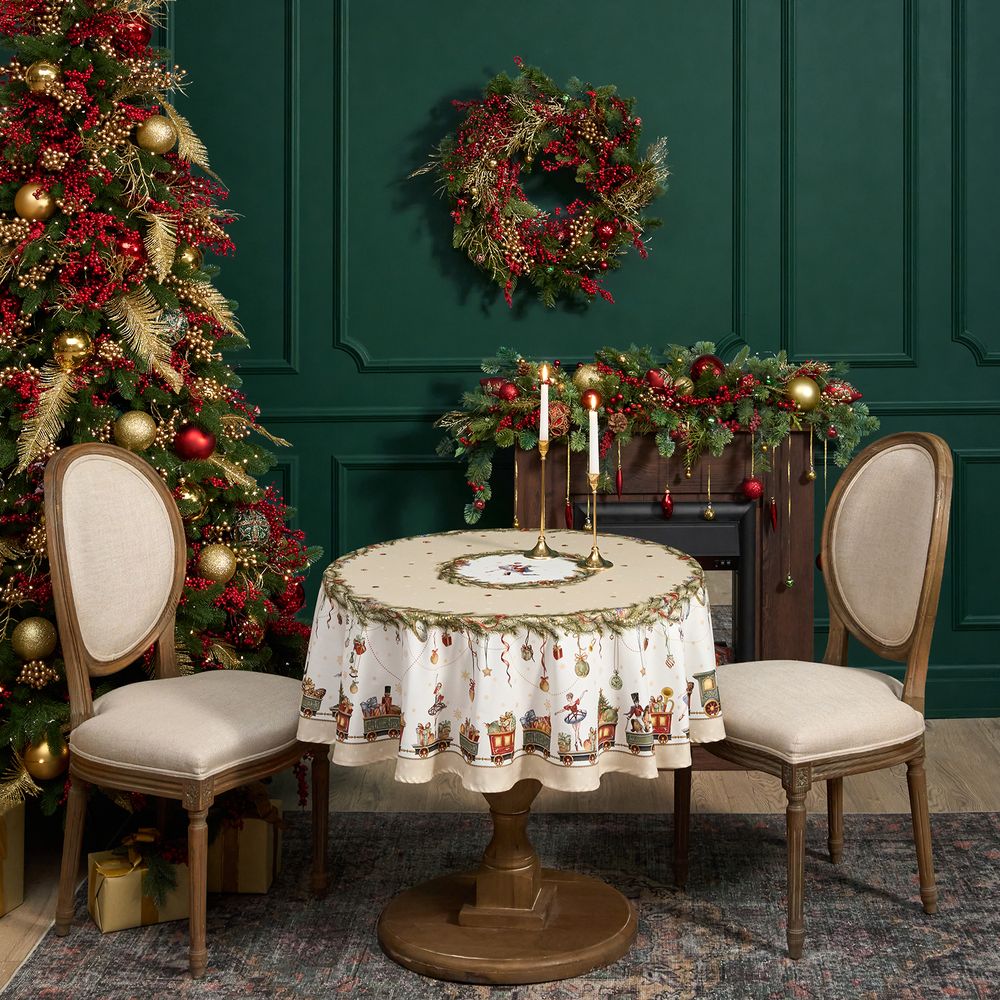 СКАТЕРТЬ КРУГЛАЯ "ЩЕЛКУНЧИК" ,150СМ , БЕЖЕВЫЙ ,100% ХЛОПОК , ТВИЛ