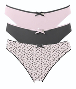 Набор из 3 черно-розовых трусиков-слип Olivia (Размер: S) (Цвет: черный с розовым)