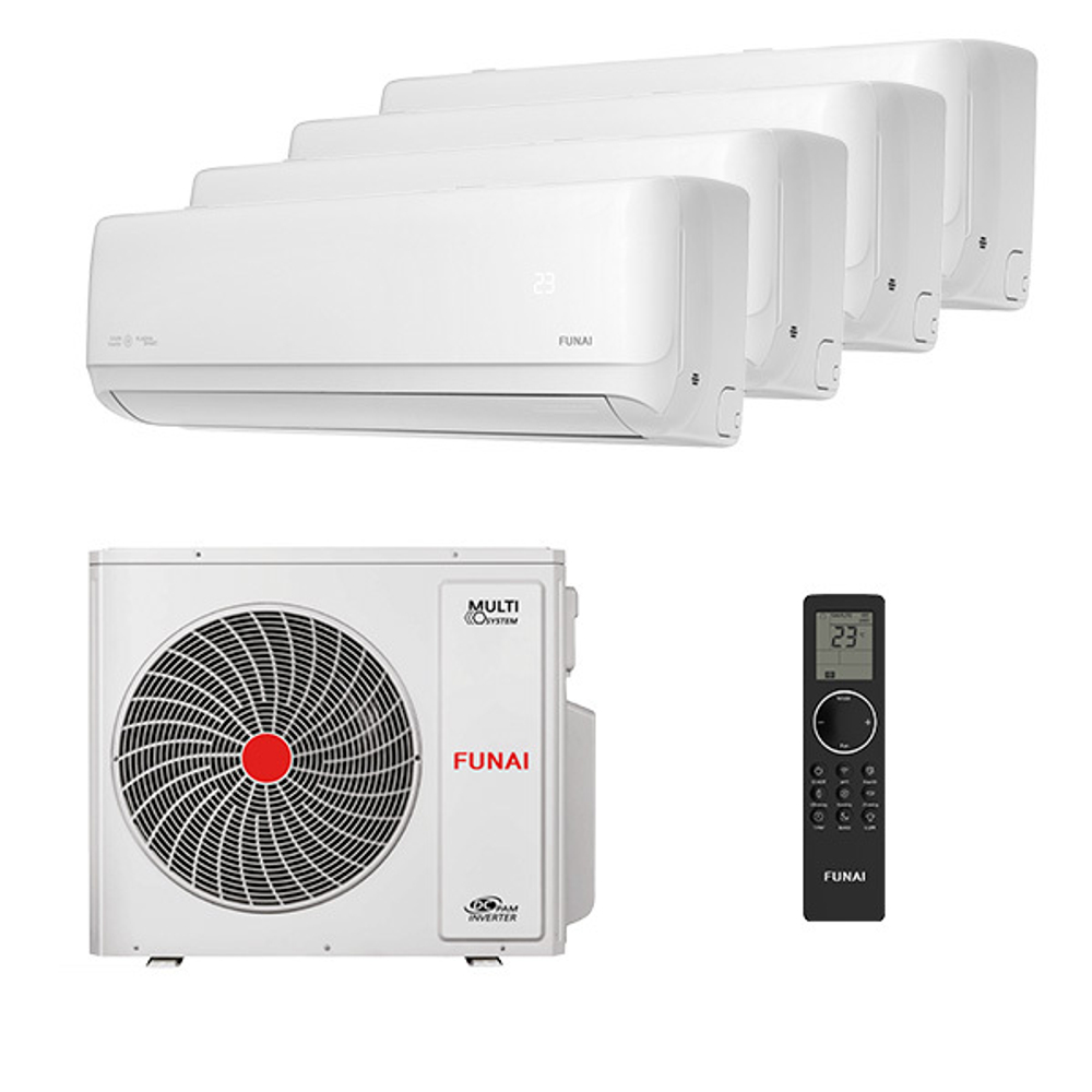 Мультисплит система на 4 комнаты Funai RAM-I-DA25HP.W01/S x 4 / RAM-I-4KG80HP.01/U