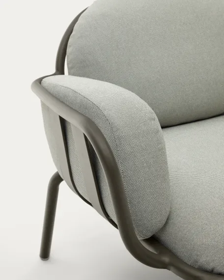 Садовое кресло Joncols серое с зеленой алюминиевой отделкой