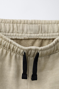 ZARA ШИРОКИЕ БРЮКИ ИЗ ФЛИСА, БЕЖЕВЫЙ