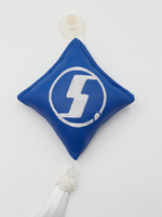 Ромб объемный на присоске SHACMAN (экокожа, синий, белая вышивка, кисть)