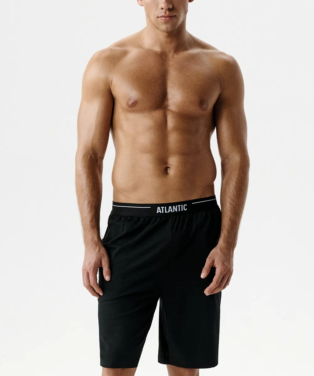 Мужские шорты пижамные Atlantic, 1 шт. в уп., хлопок, черные, NMB-046