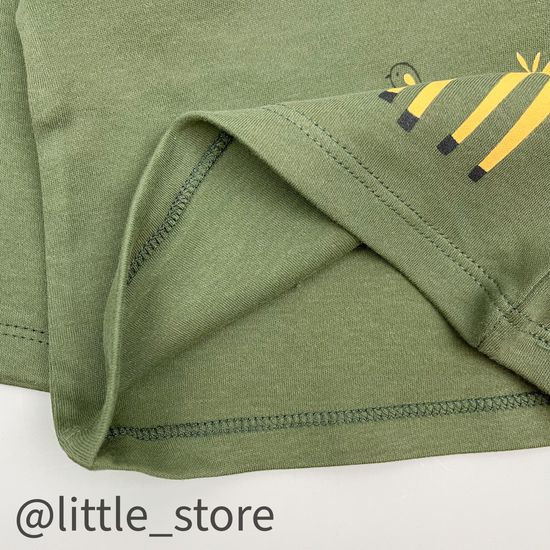 Лонгслив хлопковый "Веселые жирафы" хаки