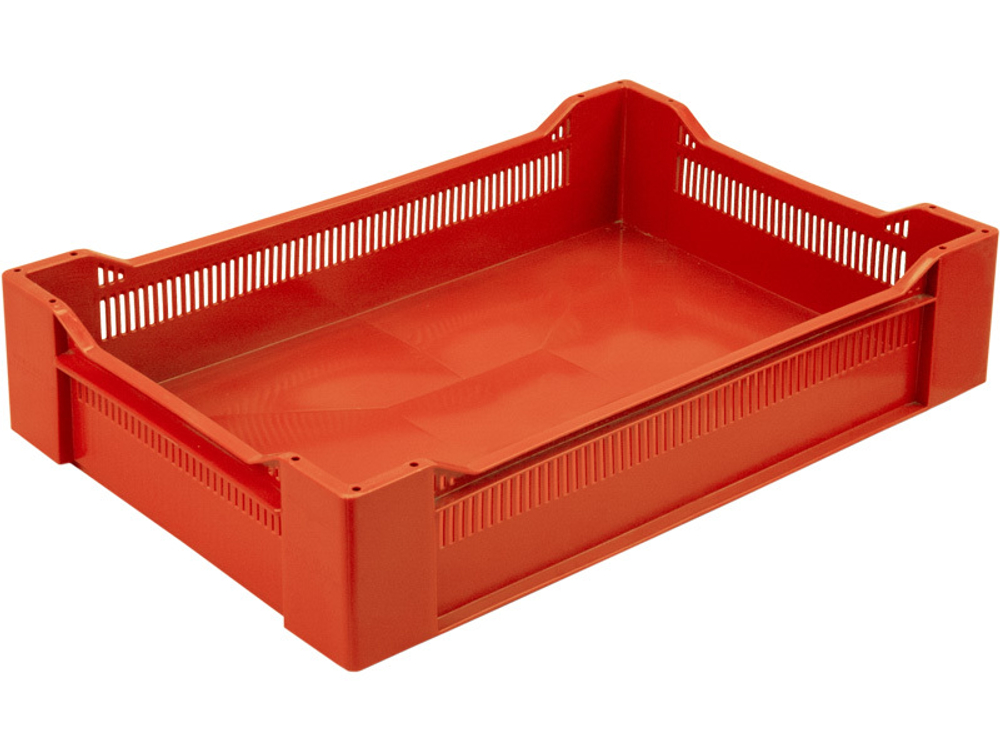 Ящик перфорированный 600×400×135, арт.: 120, объём 32.4, красный, код: 07728