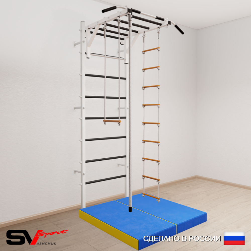 Шведская стенка Sv Sport 5364 (Турник рукоход/Канат/Лестница/Трапеция/Мат 1м)