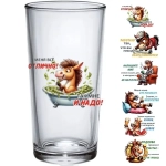 Стакан стеклянный 230мл «Приколы года» 6 видов D1256/30