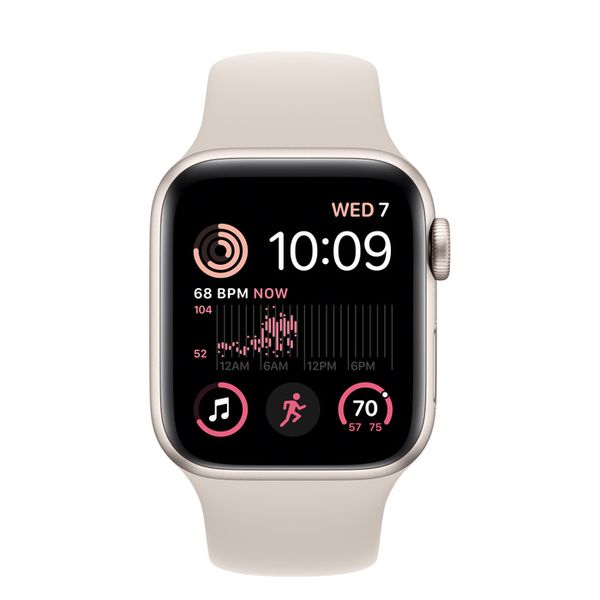 Умные часы Apple Watch Series SE Gen 2 40 мм из алюминия цвета «сияющая звезда», спортивный ремешок «сияющая звезда» (S/M 130–180mm)