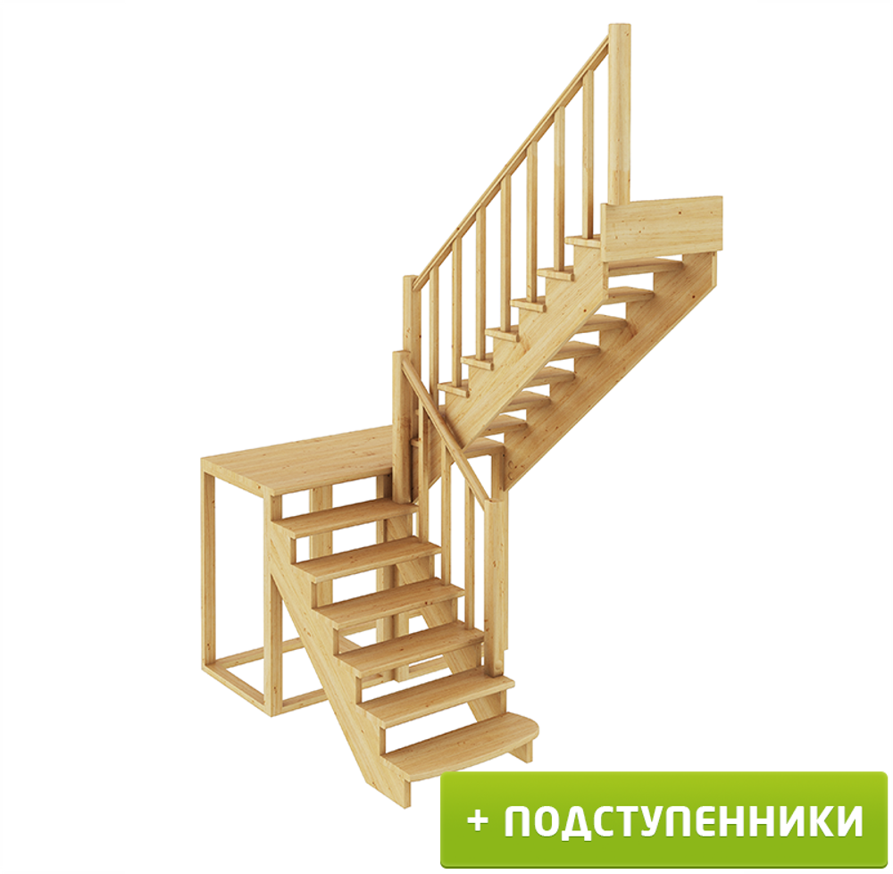 Лестница на второй этаж К-004м/3 Правая с подступенками