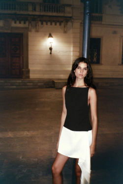 ZARA КОРОТКОЕ КОМБИНИРОВАННОЕ ПЛАТЬЕ, ЧЕРНЫЙ