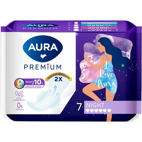 Прокладки "AURA PREMiUM" NIGHT 7шт