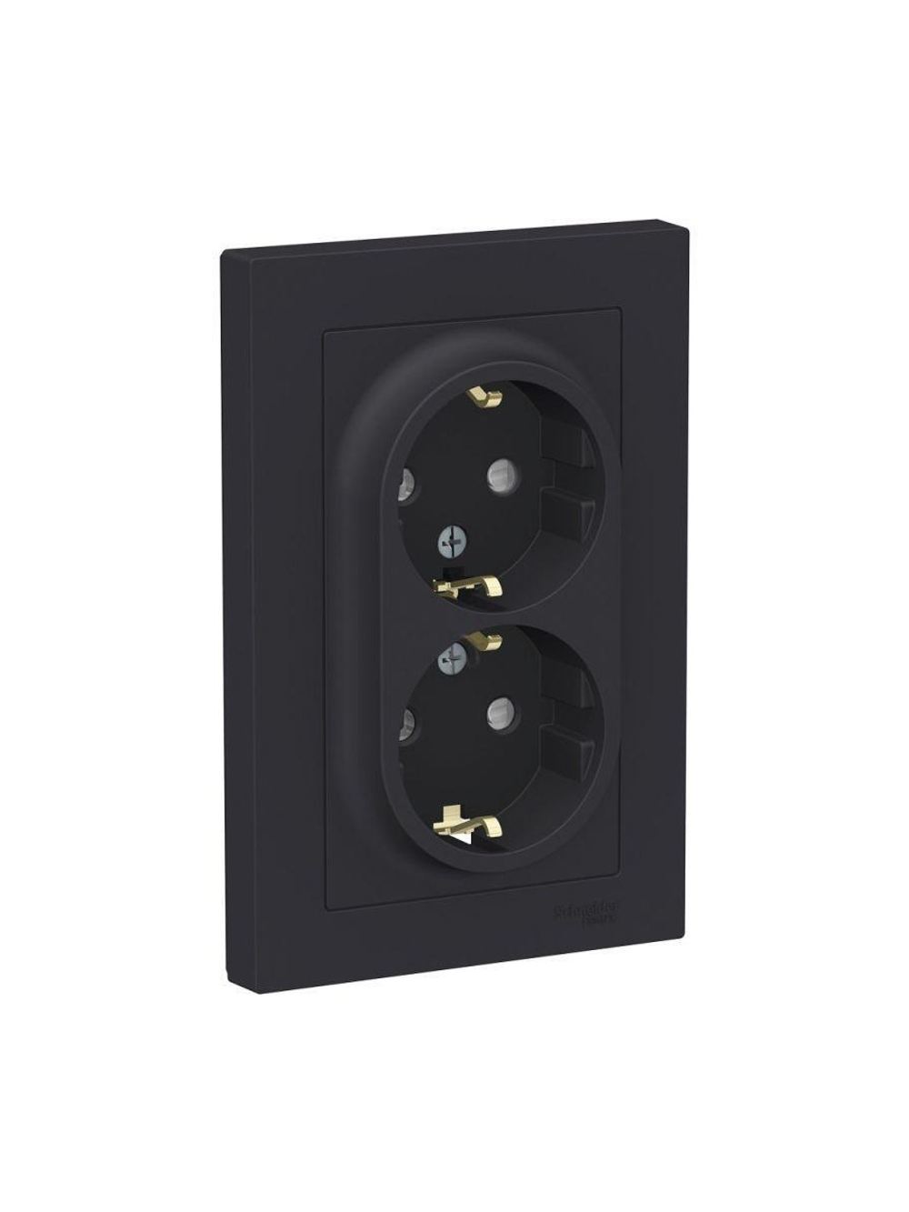 Розетка 2-м СП AtlasDesign 16А IP20 с заземл. защ. шторки в сборе карбон SE ATN001026