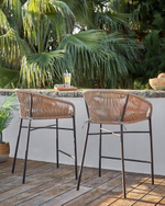 Веревочный полубарный стул Yanet бежевого цвета 65 см