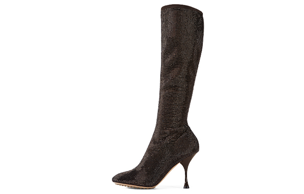 Bottega Veneta Dot BV Sparkle Suede Knee High Boots 9cm Women"s Brown