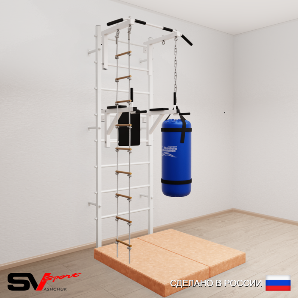 Шведская стенка Sv Sport 5726 (Турник стандарт/Брусья/Лестница/Цепь/Мешок 22кг/Мат 1м)
