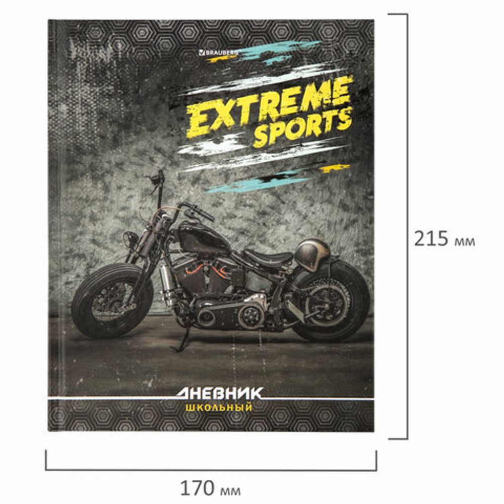 Дневник 1-4 класс 48 л., твердый, BRAUBERG, выборочный лак, с подсказом, "Крутой байк", 106362