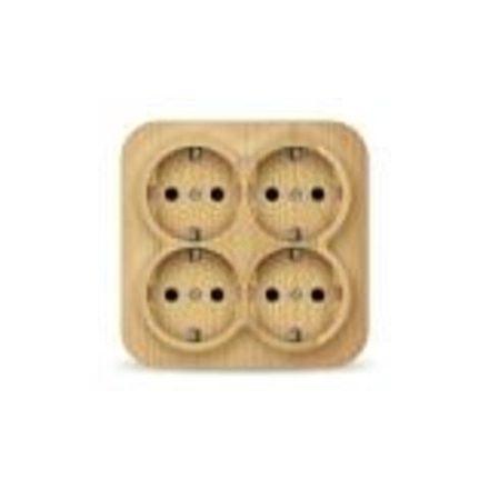 Розетка четырехместная квадратная серия "IONICH", с/з, о/у, 16А, 220В, "сосна" (еврослот) (HU2235)