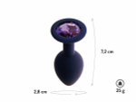 Черничная анальная пробка с фиолетовым кристаллом Gamma S - 7,2 см.