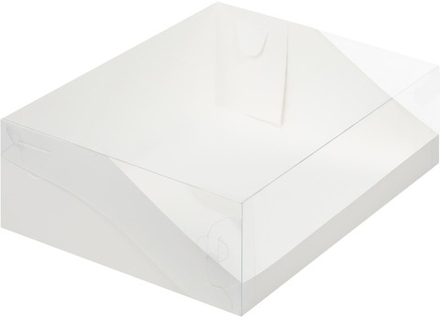 Коробка для торта с прозрачной крышкой белая 31х23,5х10 см