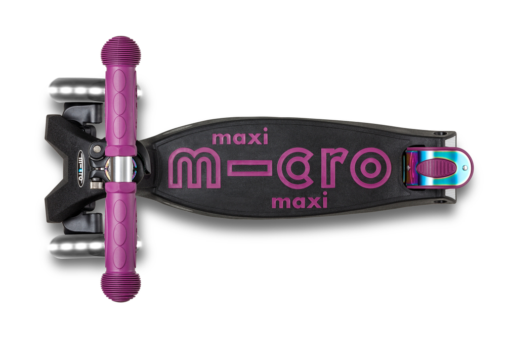 Самокат Maxi Micro Deluxe LED складной, неохром сиреневый