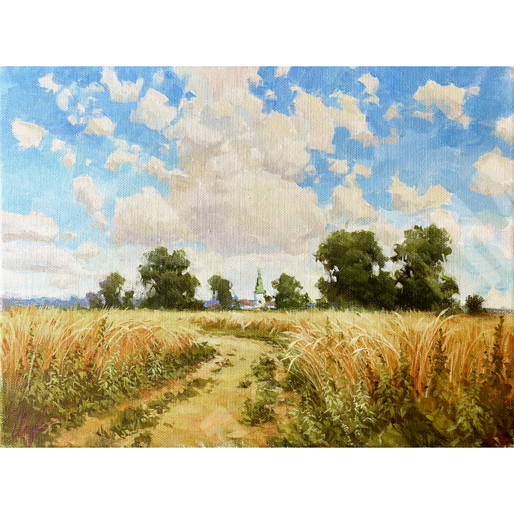 Трошина Елена Сергеевна (род. 1990). В поле. Холст, масло. Россия 2019.