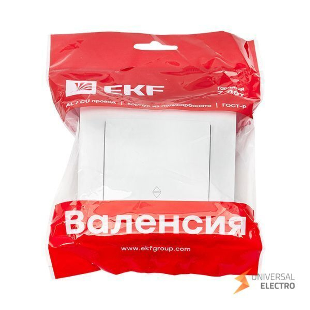 Валенсия выключатель 1-кл, 10А белый проходной EKF PROxima