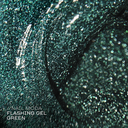 Nail Moda Flashing Builder Gel Green - Гель моделирующий светоотражающий, 15мл