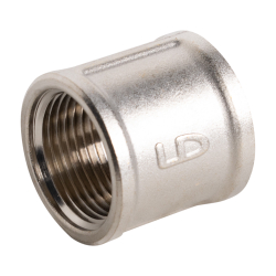Муфта прямая LD DN20 внутренняя резьба, латунь никелированная