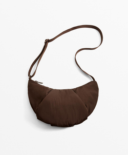 OYSHO Стеганая мини-сумка с плечевым ремнем, коричневый